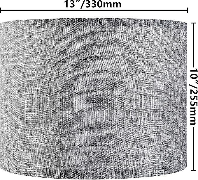 Gray Drum Lamp Shades Medium 13" Top x 13" Bottom x 10" High (Spider) Traditional Lampshades for Table Lamp & Bedside Lamp - Assembly Required - Modern Lamp Shade By GO&SO