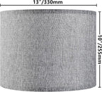 Gray Drum Lamp Shades Medium 13" Top x 13" Bottom x 10" High (Spider) Traditional Lampshades for Table Lamp & Bedside Lamp - Assembly Required - Modern Lamp Shade By GO&SO