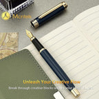 MCNTEIK 317 Fountain Pen,Stunning Luxury Piano Lacquer,18K Gilded Nib(Medium),Gorgeous 24K Gold Finish, Ink Converter,Nice Gift for Men&Women-Elegant,Executive,Fancy Pens for Writing, BU-M