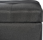 Decent Home 24" Storage Ottoman, Fabric Ottoman Foot Rest Stool with Hinged Lid, Tufted Rectangle Upholstered Footstool, Load Up to 350 lb, for Living Room, Bedroom, Dorm, Black