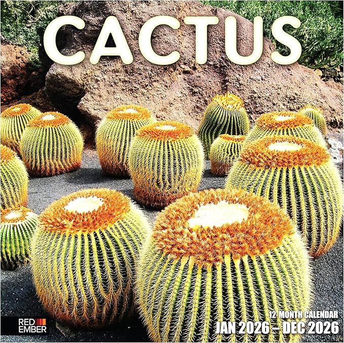 RED EMBER Cactus 2026 Wall Calendar 12 Month | 12" x 24" Open | Thick & Sturdy Paper | Holiday Gift | Nature Calendar 2026