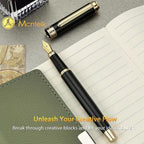 MCNTEIK 317 Fountain Pen,Stunning Luxury Piano Lacquer,18K Gilded Nib(Medium),Gorgeous 24K Gold Finish, Ink Converter,Trustworthy Gift for Men&Women-Elegant,Executive,Nice Pens for Writing, BK-M