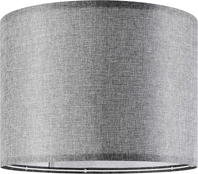 Gray Large Drum Lamp Shades for Floor Lamps Table Lamp Farmhouse Lamp Shade 16" Top x 16" Bottom x 12" High (Spider) Medium Lampshade - Lampshades Replacement By GO&SO Assembly is Required
