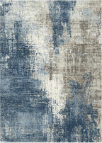 GENIMO Washable Area Rugs for Living Room, 9x12 Modern Non Slip Rugs, Low Pile Lightweight Soft Print Rug for Bedroom, Dining Room, Home Office, Washed Slate Blue