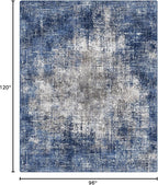 GENIMO Washable Area Rugs for Living Room, 8x10 Modern Non Slip Rugs, Low Pile Lightweight Soft Print Rug for Bedroom, Dining Room, Home Office, Washed Blue&Gray