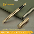 BEILUNER Gold Fountain Pen,Stunning Luxury Pens with 24K Gold Finish, Gorgeous 24K Gilded Nib(Medium), Fancy Pen Gift Set for Men&Women -Ink Converter-Elegant,Office,Nice Pen for Writing