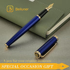 BEILUNER Blue Fountain Pen,Stunning Luxury Pens with 24K Gold Finish, Gorgeous 24K Gilded Nib(Fine), Trustworthy Pen Gift for Men&Women -Ink Converter-Elegant, Graduation,Nice Pen for Writing