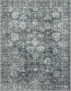 GENIMO 8x10 Area Rugs for Living Room, Machine Washable Non Slip Vintage Rugs, Low Pile Lightweight Chenille Print Rug for Bedroom, Dining Room, Home Office, Ashen Taupe