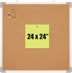 Cork Board Set - Bulletin Corkboard 24 x 24 inch Framed with 10 Thumb Tacks - Wall Hanging Message Memo Pin Tackboard Organizer for Home, Office, Desk and Cubicle (Cork 24x24)