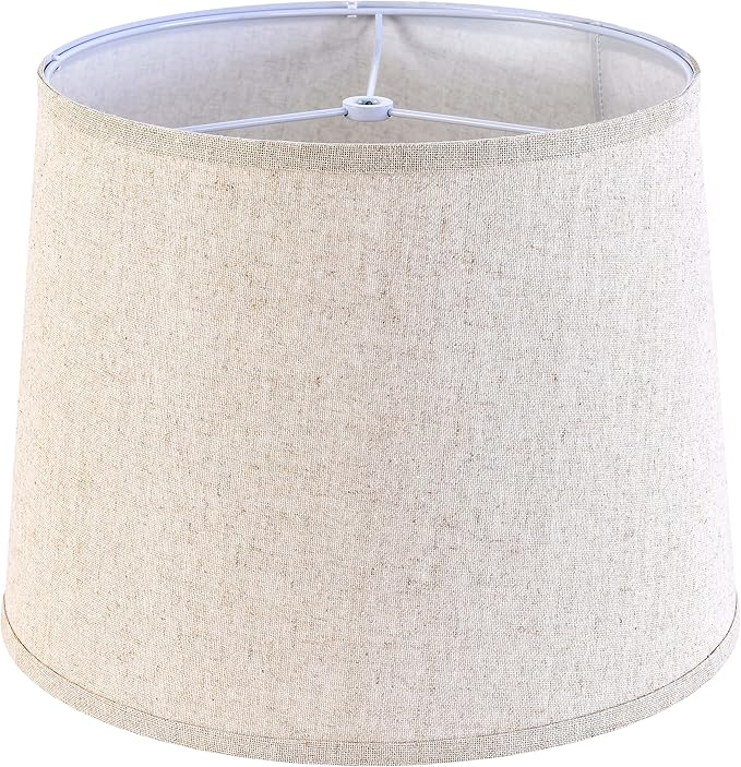 Drum Lamp Shade Large Beige 1 Pack, 14"To×16"Bottom ×11"High(Spider), Modern Farmhouse Lamp Shades for Floor&Table Lamps Replacement Living Room/Bedroom，Required Assembly，By GO&SO
