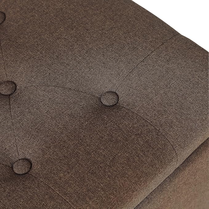 Decent Home 24'' Fabric Ottoman with Storage Rectangle Foot Rest Ottomans Stool for Living Room(Coffee)