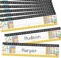 Desk Name Tags for Classroom -25 Student Name Plates for Classroom Kindergarten, Preschool, 1st, 2nd & 3rd Grade, 13x3 Teacher Nameplates for Student Desks, Colorful Nametags