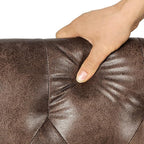 Decent Home 24'' Leather Ottoman with Storage Rectangle Foot Rest Ottomans Stool for Living Room(Brown,Leather Texture)