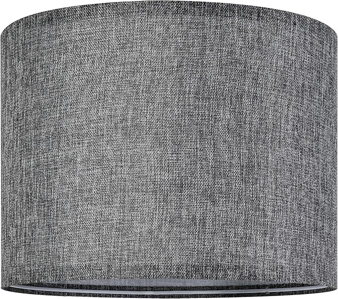 Gray Drum Lamp Shades Medium 13" Top x 13" Bottom x 10" High (Spider) Traditional Lampshades for Table Lamp & Bedside Lamp - Assembly Required - Modern Lamp Shade By GO&SO