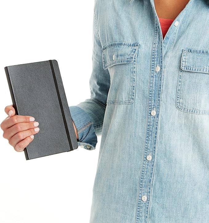 Amazon Basics Classic Grid Notebook, Graph Ruled, 240 Pages, Black, Hardcover, 5 x 8.25-Inch