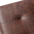 Adeco Small Faux Leather Storage Ottoman Bench with Wood Legs, Square Red & Brown PU Cube Foot Stool, Upholstered Button Tufted Vanity Chair with Hinged Lid for Living Room, Bedroom, Dorm