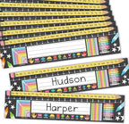 Desk Name Tags for Classroom -25 Student Name Plates for Classroom Kindergarten, Preschool, 1st, 2nd & 3rd Grade, 13x3 Teacher Nameplates for Student Desks, Chalkboard Nametags
