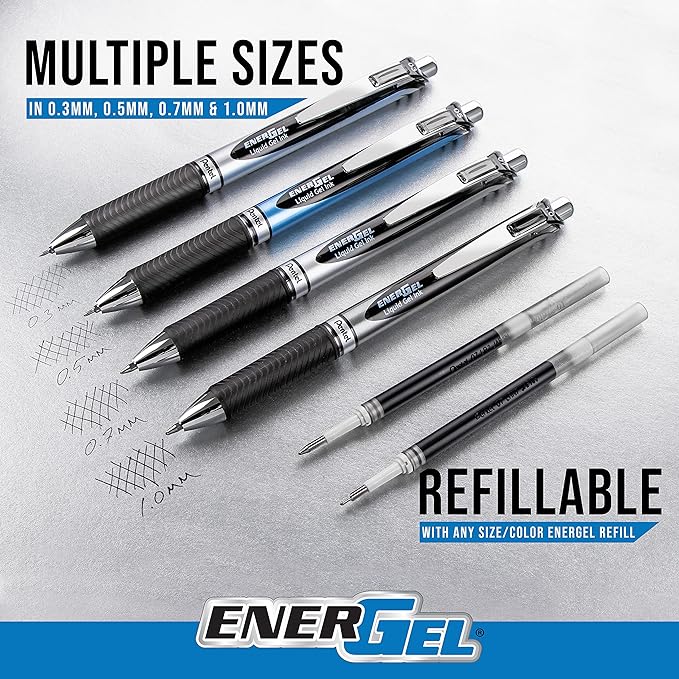 Pentel EnerGel RTX Liquid Gel Pens, Medium (0.7mm), Violet, 4-pk (BL77PF4V)