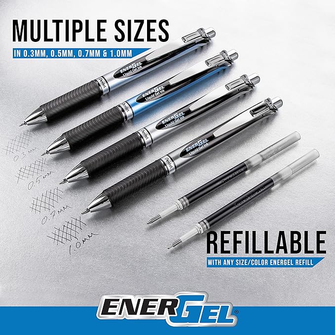Pentel EnerGel RTX Liquid Gel Pens, Medium (0.7mm), Navy Blue Ink, 4-pk (BL77PF4CA)