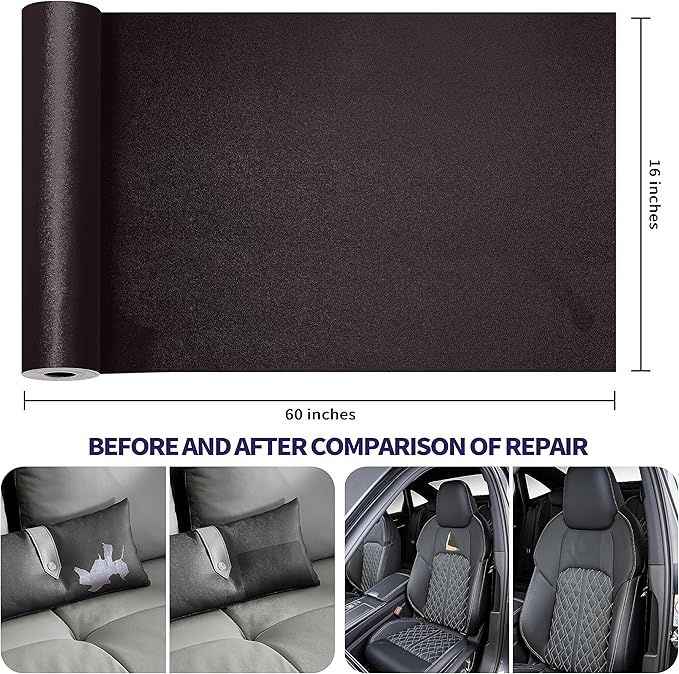 Leather Repair Patch Tape Kit, Self Adhesive Leather Repair for Furniture, Couch, Sofa, Car Seats,Office Chair,Vinyl Repair Kit.60inx16in