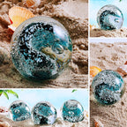 EUSTUMA Hand Blown Glass Figurines Ball Ocean Waves,Paperweight Glass Ball,Home Decor Collectible,Aquarium Decor,Office Decor Ocean Lovers