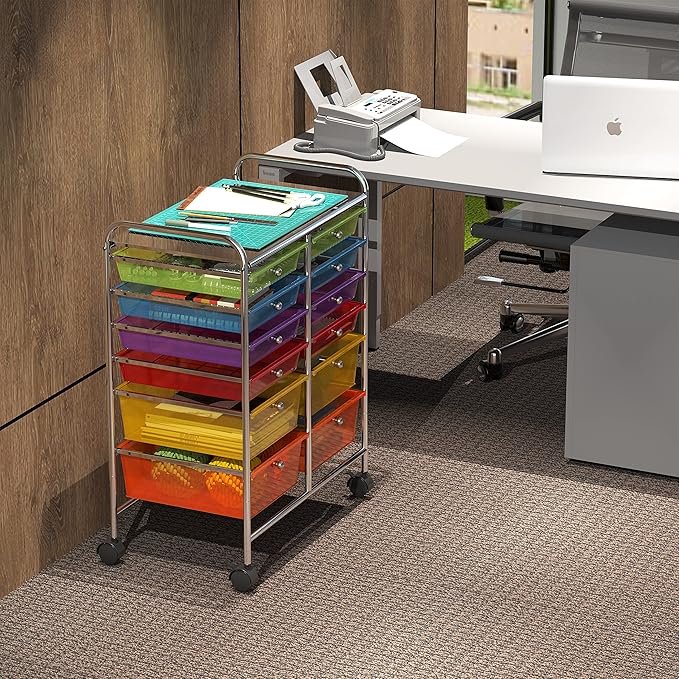 Simple Houseware Utility Cart with 12 Drawers Rolling Storage Art Craft Organizer, Multicolor