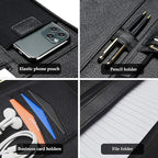 ProCase Portfolio Business Padfolio Folder with Zipper, Conference Meeting Executive File Legal Document Organizer with Pockets Letter Size A4 Writing Pad Notepad Padfolio -Black