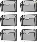 Docnest 6 Pack Hanging Wall File Holders, Mesh Wall Letter File Holder, Wall Mounted Mail Paper Document Folder Holder with Hooks for Office, Home, School, Black