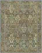 GENIMO 8x10 Area Rugs for Living Room, Machine Washable Non Slip Vintage Rugs, Low Pile Lightweight Chenille Print Rug for Bedroom, Dining Room, Home Office, Bronze Olive