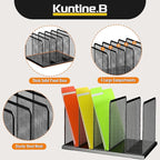 Kuntine.B Desk File Organizer 5 Upright Mesh Desktop Organizer File Sorter Office Organization File Holder for Home, Office & Classroom, 2 Pack