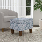 Spatial Order Home Decor | Dinah Collection Modern Storage Ottoman | Ottoman with Storage for Living Room & Bedroom(Blue Denim Jacobean Print)