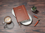 Wykeham's Executive 2026 Undated Daily Journal Planner – Customization Available (Brown, 8.5"×5.5" - Undated)