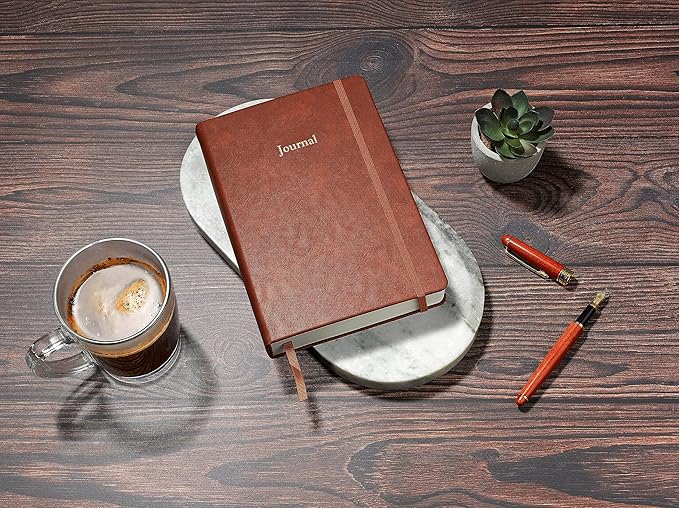 Wykeham's Executive 2026 Undated Daily Journal Planner – Customization Available (Brown, 8.5"×5.5" - Undated)