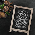 HBCY Creations Rustic Weathered Wooden Tabletop Chalkboard with Legs/Vintage Wedding Table Sign/Small Kitchen Countertop Memo Board/Antique Wooden Frame (12" x 17", 3- Weathered)
