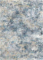 GENIMO Washable Area Rugs for Living Room, 8x10 Modern Non Slip Rugs, Low Pile Lightweight Soft Print Rug for Bedroom, Dining Room, Home Office, Washed Royal Blue
